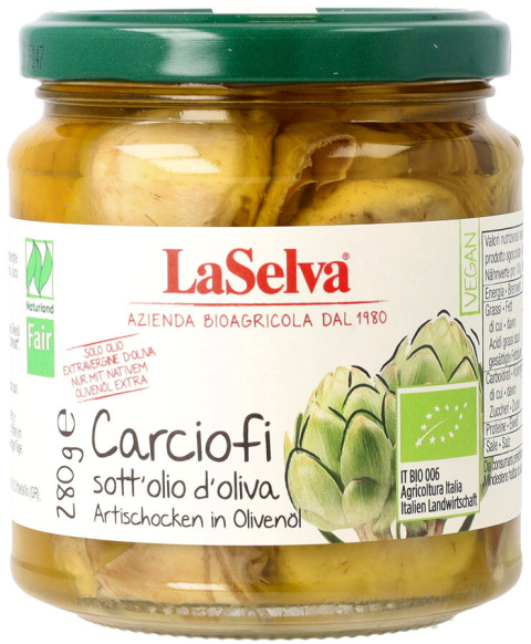 Karczochy w oliwie z oliwek 280g BIO Karczochy w oliwie z oliwek 280g BIO