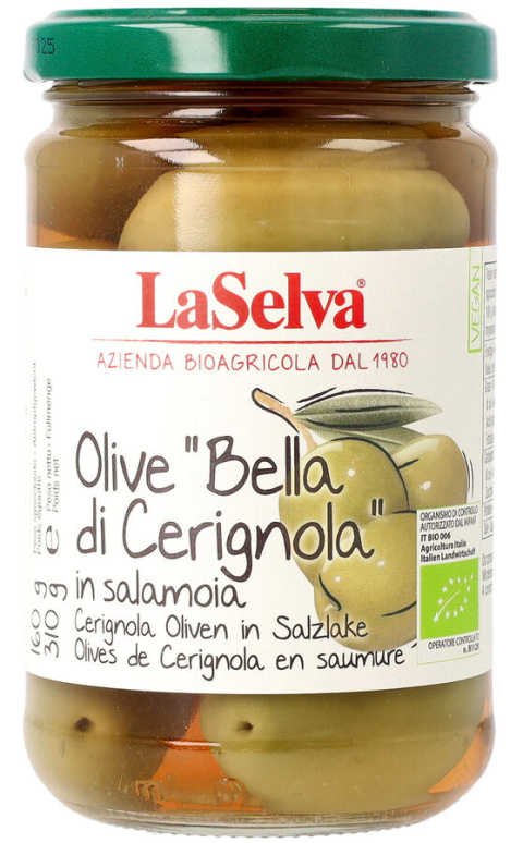 Zielone oliwki Bella di Cerignola 310g BIO Zielone oliwki Bella di Cerignola 310g BIO