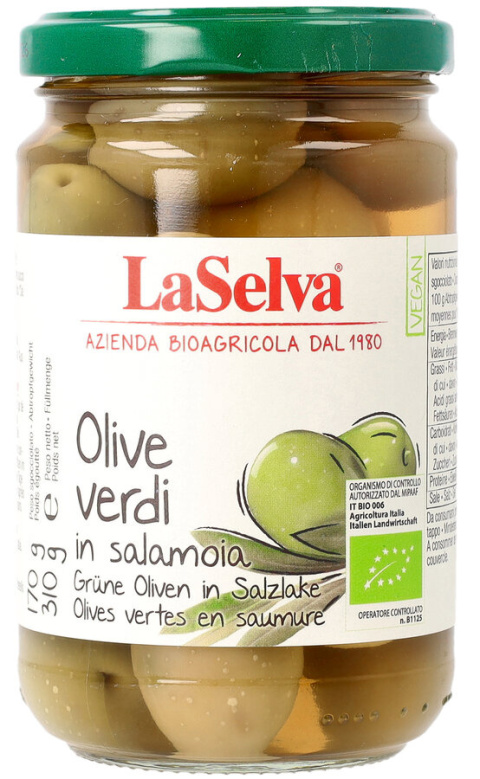 Zielone oliwki z pestką w zalewie 310g BIO Zielone oliwki z pestką w zalewie 310g BIO
